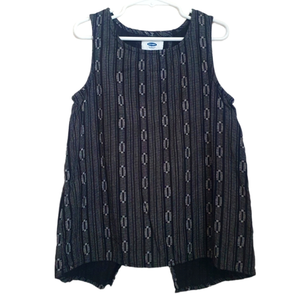 Old Navy Girl's Black & White Sleveless Blouse. Sz 8.